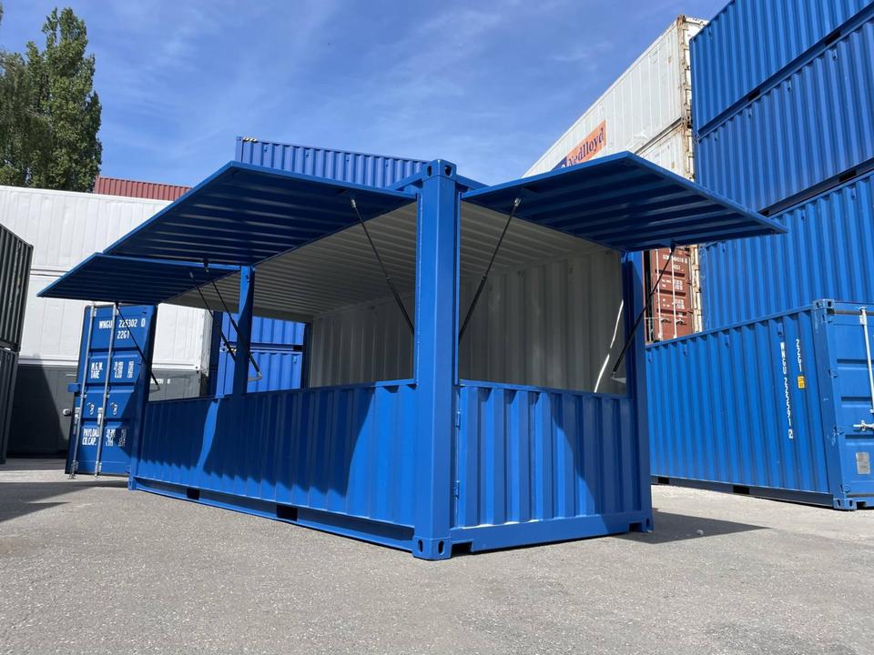 CONTENEDOR DE BAR AZUL DE 20 PIES